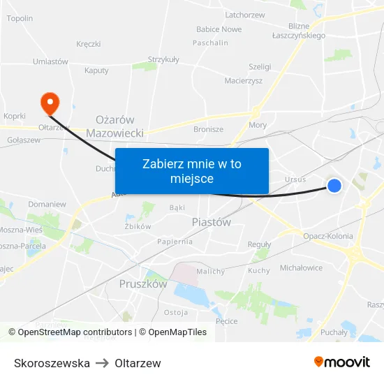 Skoroszewska to Oltarzew map