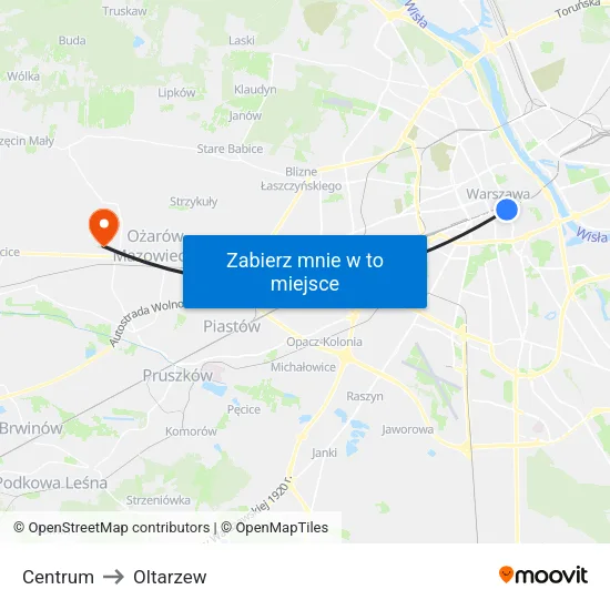 Centrum to Oltarzew map