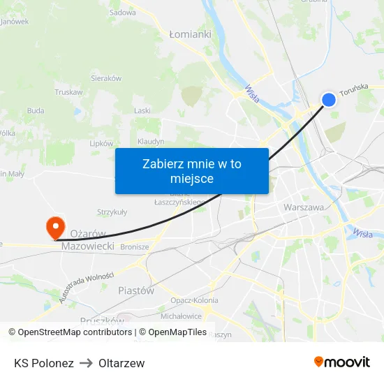 KS Polonez to Oltarzew map