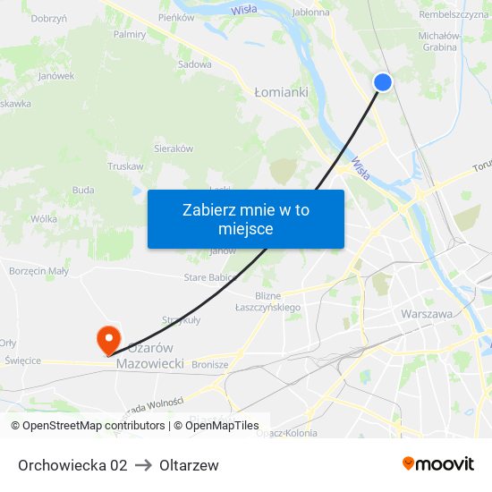 Orchowiecka 02 to Oltarzew map