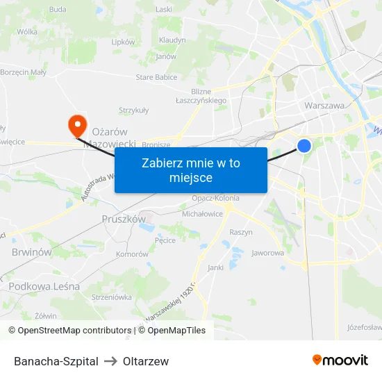 Banacha - Szpital to Oltarzew map