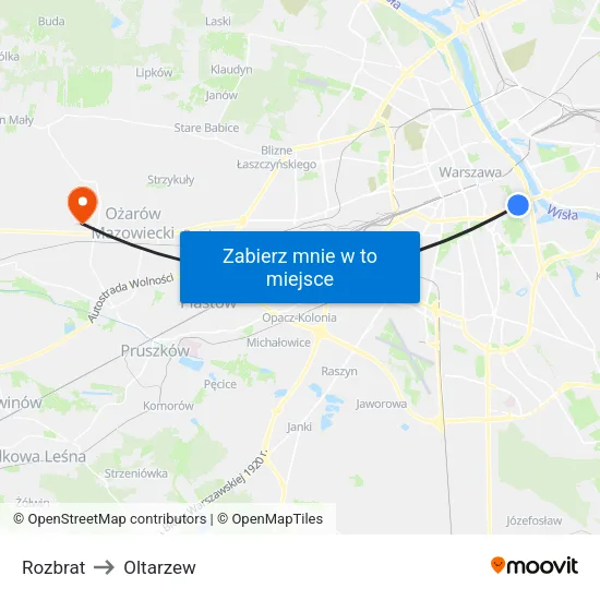 Rozbrat to Oltarzew map
