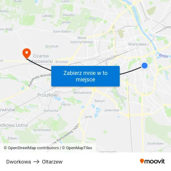 Dworkowa to Oltarzew map
