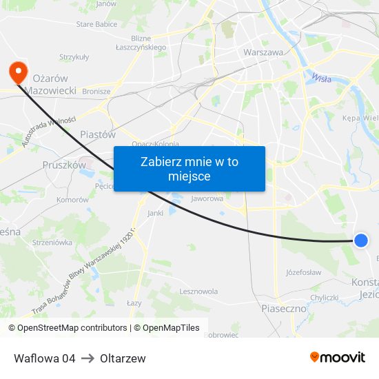 Waflowa 04 to Oltarzew map