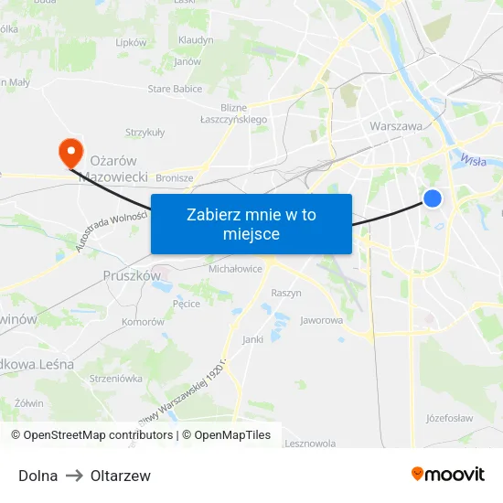 Dolna to Oltarzew map