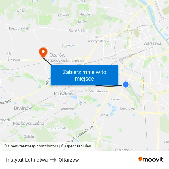 Instytut Lotnictwa to Oltarzew map