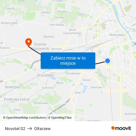 Novotel to Oltarzew map