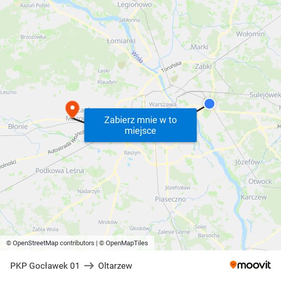 PKP Gocławek 01 to Oltarzew map