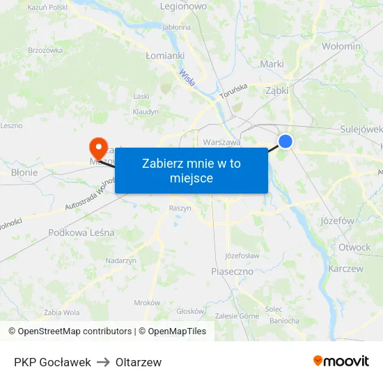 PKP Gocławek to Oltarzew map