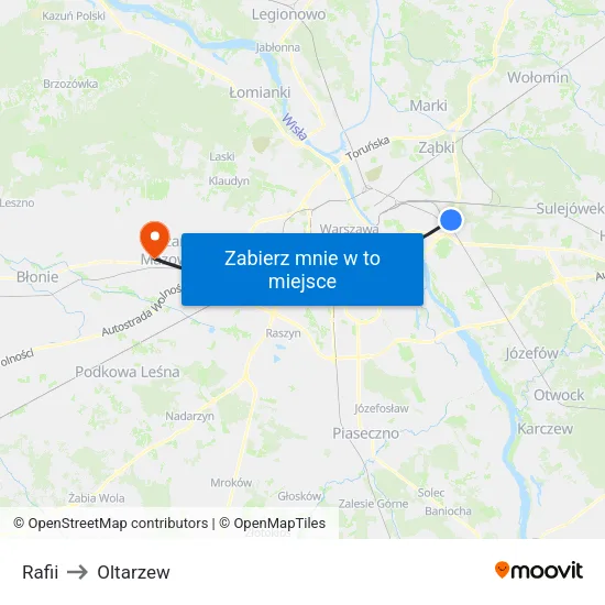 Rafii to Oltarzew map