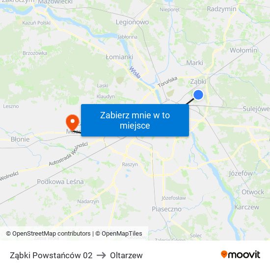 Ząbki Powstańców 02 to Oltarzew map