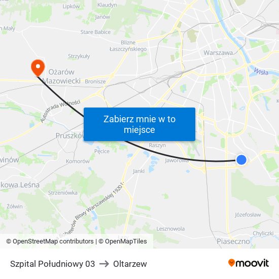 Szpital Południowy 03 to Oltarzew map