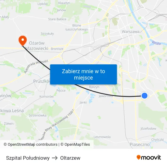 Szpital Południowy to Oltarzew map