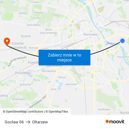 Gocław 06 to Oltarzew map