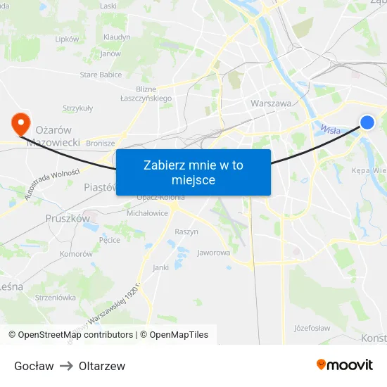 Gocław to Oltarzew map