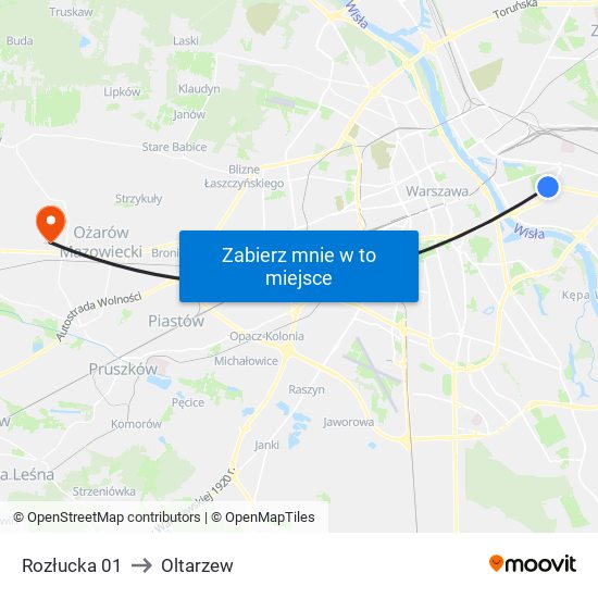 Rozłucka to Oltarzew map