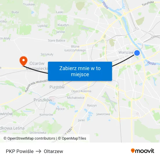 PKP Powiśle to Oltarzew map