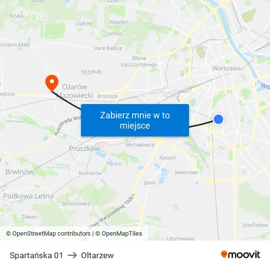 Spartańska 01 to Oltarzew map
