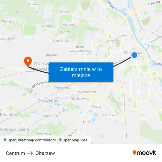 Centrum to Oltarzew map