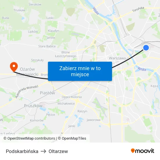 Podskarbińska to Oltarzew map
