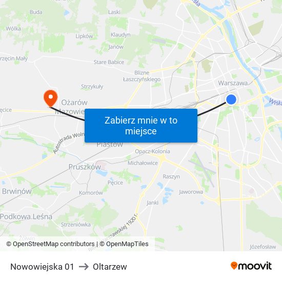 Nowowiejska 01 to Oltarzew map
