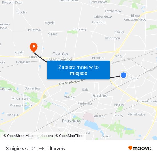 Śmigielska 01 to Oltarzew map
