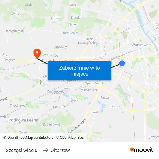 Szczęśliwice 01 to Oltarzew map