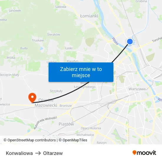 Konwaliowa to Oltarzew map