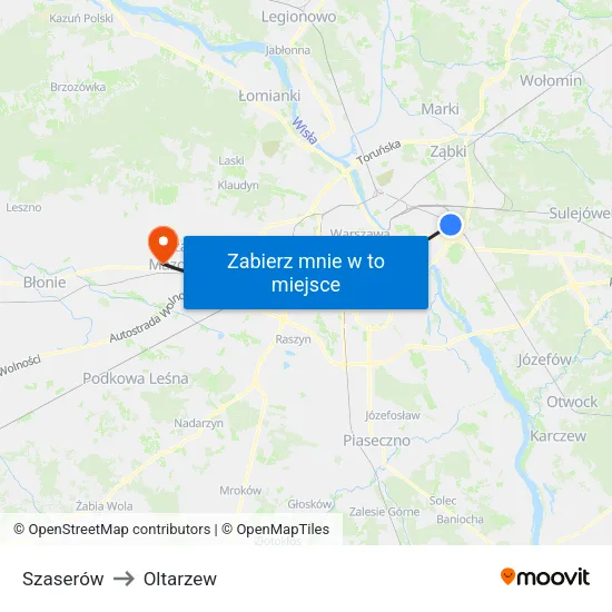 Szaserów to Oltarzew map