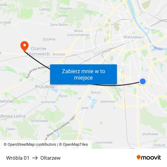 Wróbla 01 to Oltarzew map