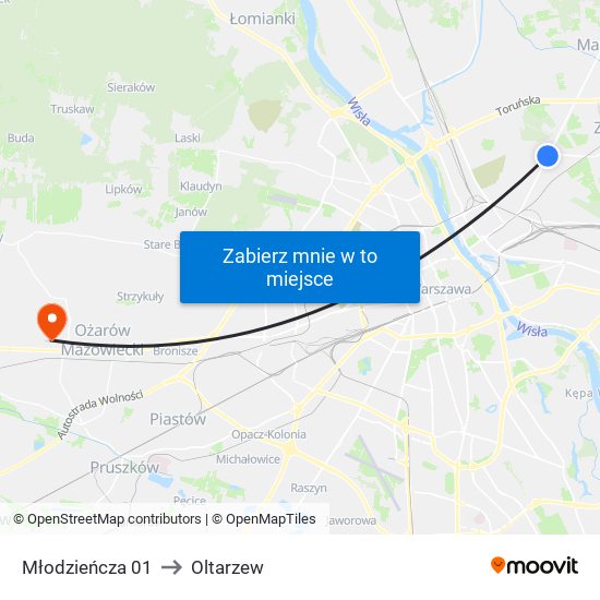 Młodzieńcza 01 to Oltarzew map