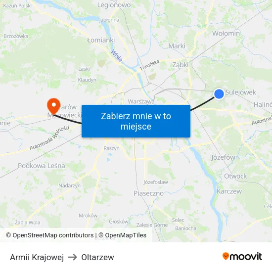 Armii Krajowej to Oltarzew map