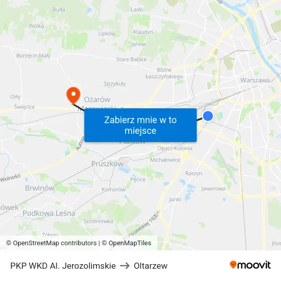 PKP WKD Al. Jerozolimskie to Oltarzew map