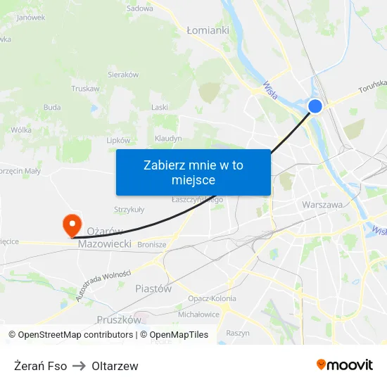 Żerań Fso to Oltarzew map