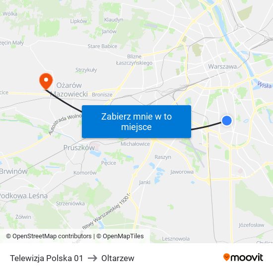 Telewizja Polska to Oltarzew map