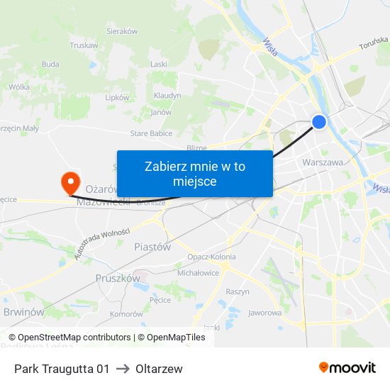Park Traugutta to Oltarzew map