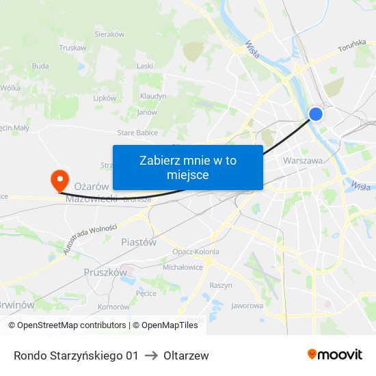 Rondo Starzyńskiego to Oltarzew map