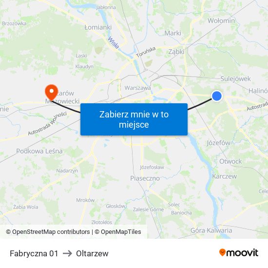 Fabryczna 01 to Oltarzew map