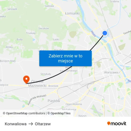 Konwaliowa to Oltarzew map