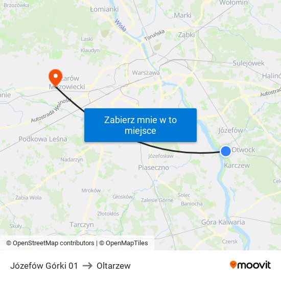 Józefów Górki to Oltarzew map