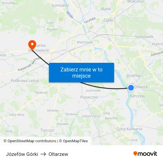Józefów Górki to Oltarzew map