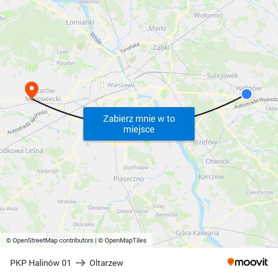 PKP Halinów 01 to Oltarzew map