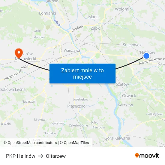 PKP Halinów to Oltarzew map