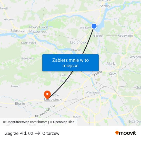 Zegrze Płd. 02 to Oltarzew map