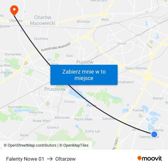 Falenty Nowe 01 to Oltarzew map