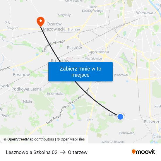 Lesznowola Szkolna 02 to Oltarzew map