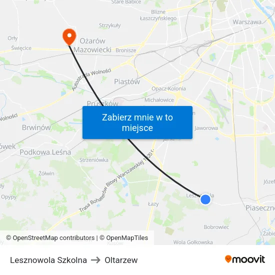 Lesznowola Szkolna to Oltarzew map