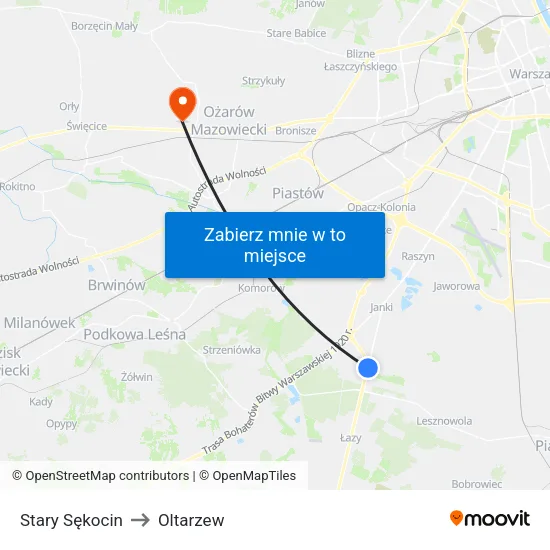 Stary Sękocin to Oltarzew map