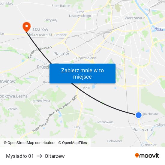 Mysiadło to Oltarzew map