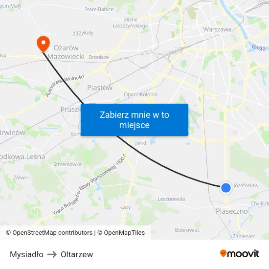 Mysiadło to Oltarzew map